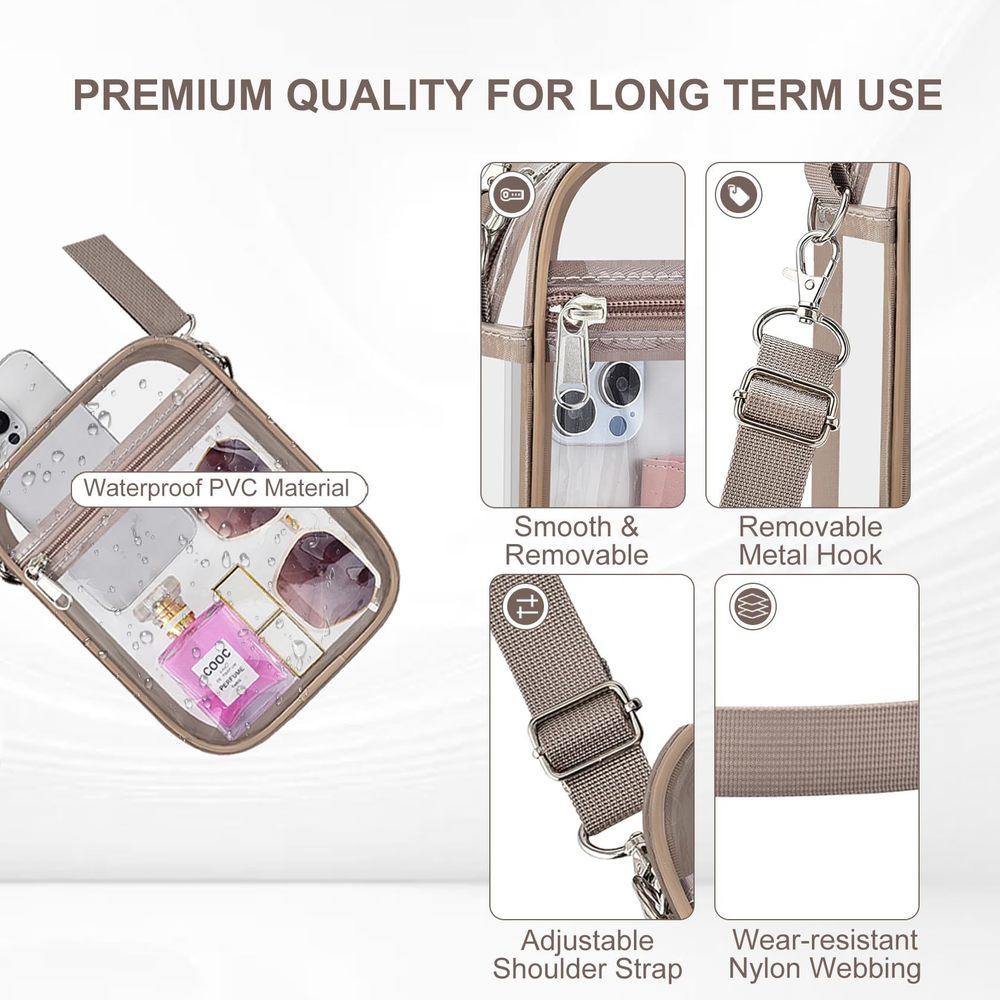 Clear Bag Stadium Aroved, Clear Purse With Crossbody Strap, ^_^ - Picture 3 of 6